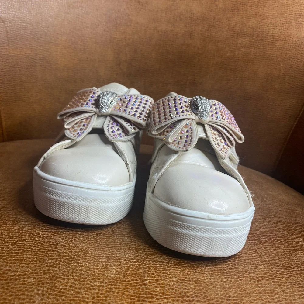 Kurt Geiger Kids Cream Sneakers with Sparkling Bow